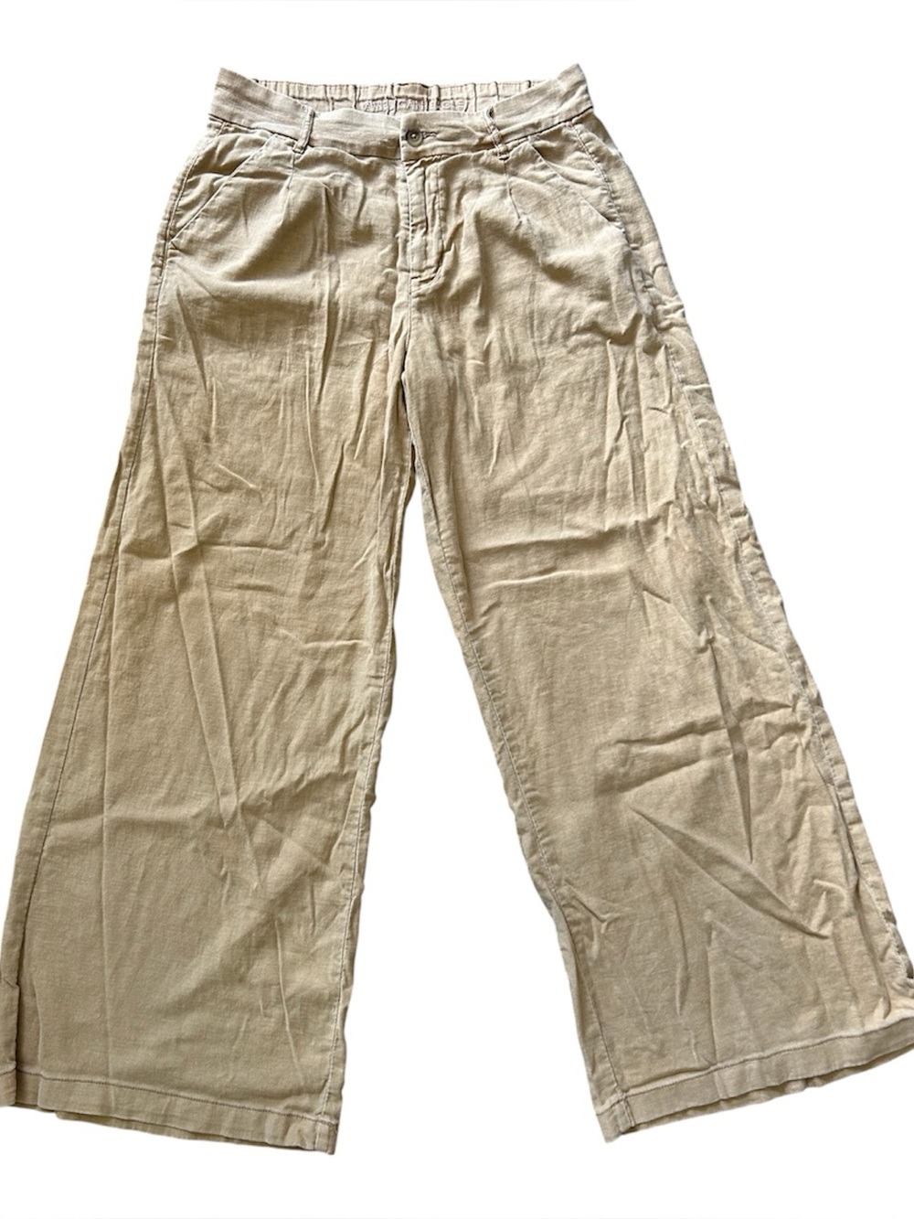 American Eagle Outfitters Wide-Leg Linen-Blend in Light Tan
